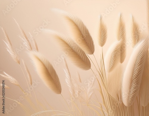 an elegant and minimalist vertical background featuring delicate wheat grass in a soft beige color palette perfect for creating a serene and stylish aesthetic on social media posts