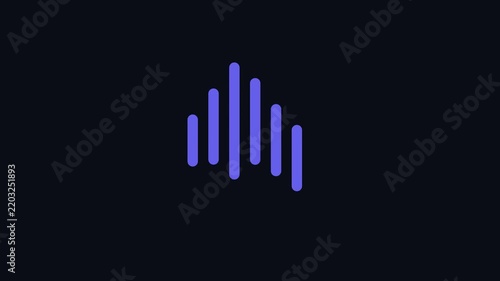 Animated digital audio sound wave equalizer bars on dark animation 4k background