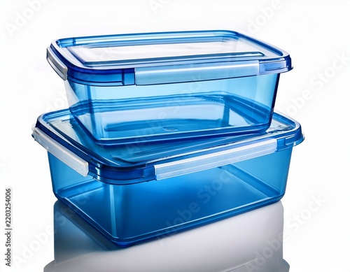 two clear blue plastic storage containers with lids for organization
