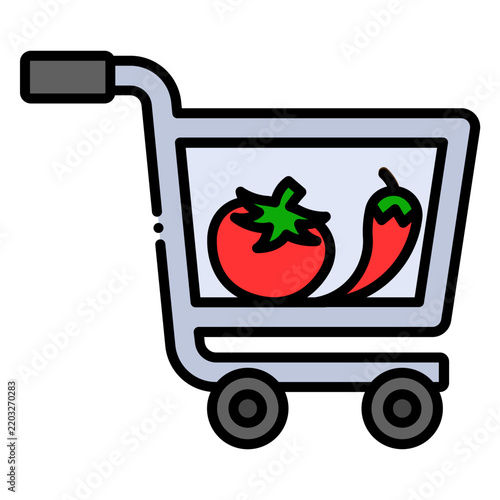shopping cart with vegetables