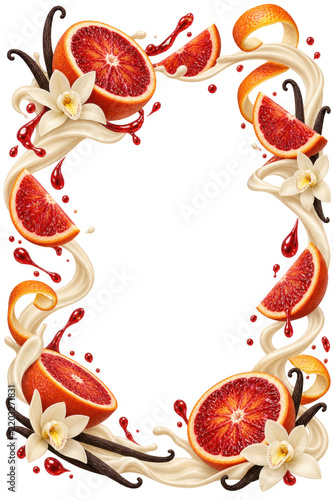 Premium Blood Orange Vanilla Advertising Frame on Transparent Background