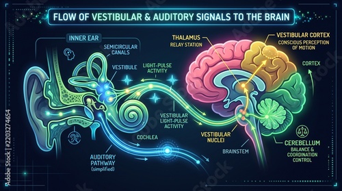 Flow of Vestibular and Auditory Signals to the Human Brain