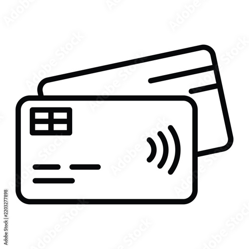 Credit card with contactless payment symbol, representing cashless transactions, digital payments, banking services, shopping and modern financial technology