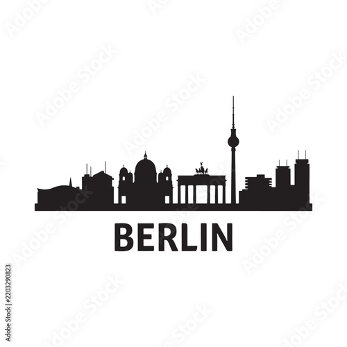 Berlin skyline silhouette against a white background a cityscape depiction