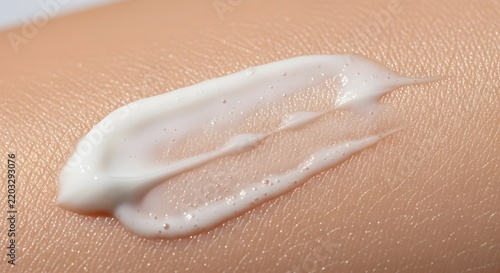 Macro White Cosmetic Cream Smear on Human Skin for Skincare and Moisturizing Concept