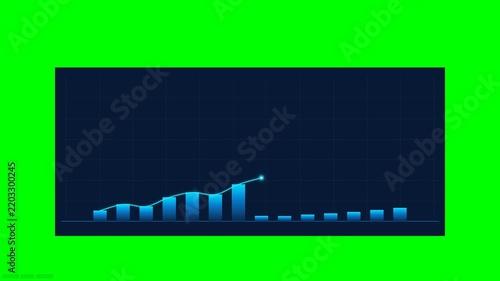 Animated Financial Bar Chart and Line Graph on Green Screen Background