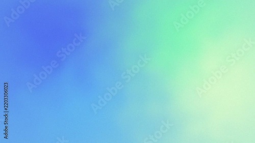 ブルーからシアンとライトグリーンへ滑らかに移ろうノイズ感のあるオーロラグラデーションのシームレスループ動画素材 / Smooth blue to cyan and light green grainy aura gradient seamless loop background