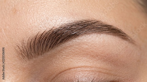 Perfectly Groomed Eyebrow Close-up: Natural Beauty, Detail, Skin Texture