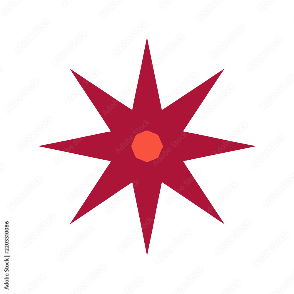 Fototapeta premium Red starburst with orange center