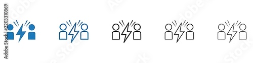Conflict icon vector set collection for web. Thin line customizable illustration. Contour symbol. Vector isolated outline drawing. Editable stroke