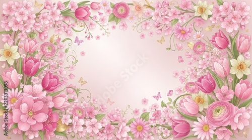 pink flowers border