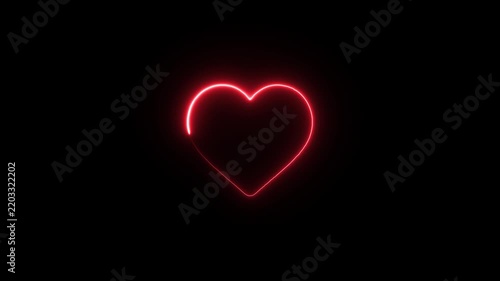 Glowing Red Neon Heart Motion Graphic Loop Animated on  Transparent Background Symbol of Love and Romance for Valentine Day