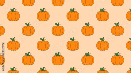 Seamless pattern of cartoon pumpkins for autumn decoration.
