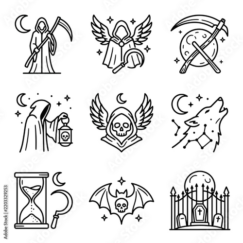 Grim Reaper, Halloween Icons, Mystical Symbols, Death, Spooky Night