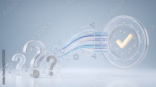Fototapeta Problem Solving Concept with Question Marks Turning into a Checkmark Solution