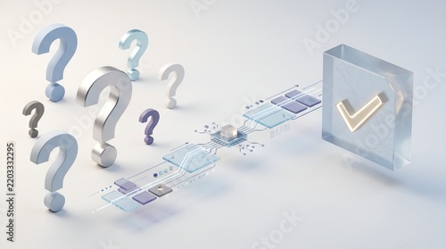 Fototapeta Data processing and problem solving concept with computer chip and check mark