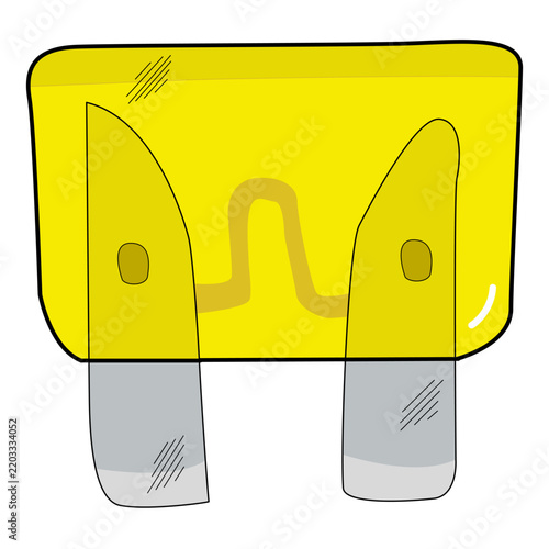 Illustration of a Yellow Automotive Blade Fuse 20A