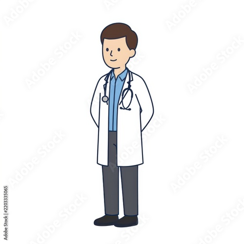 Smiling doctor in white coat with stethoscope isolated on white background