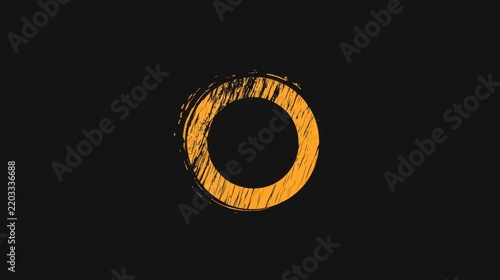 Abstract Orange Circle with Brush Stroke on Black Background