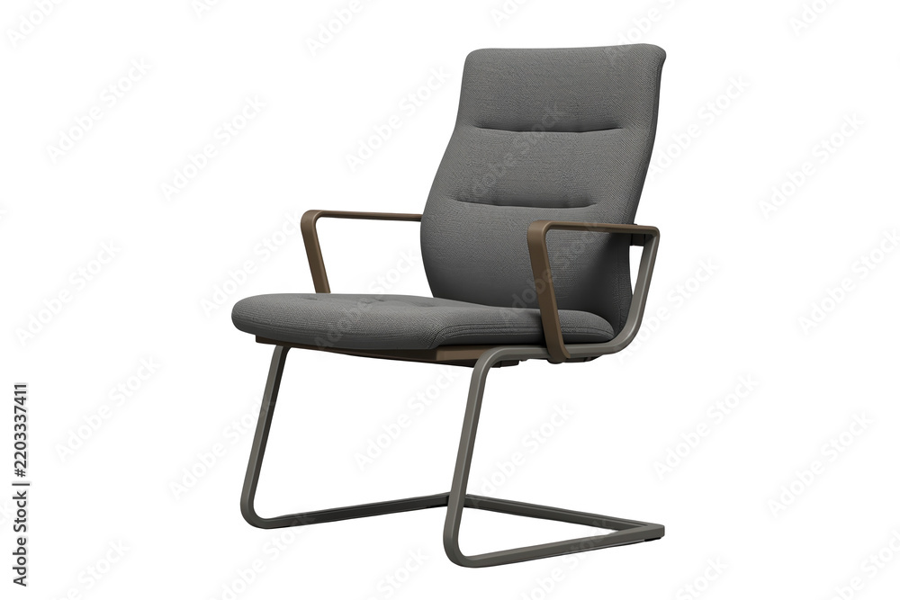 Obraz premium Gray modern cantilever armchair isolated on transparent background