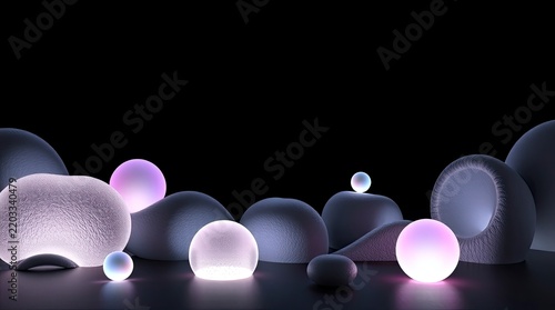 Abstract 3D Geometric Shapes with Vibrant Colors and Luxurious Golden Glow