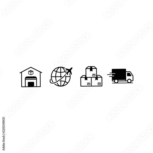 Set of four logistics and shipping icons