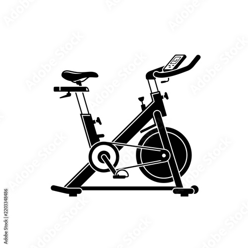 Black silhouette icon of a stationary exercise spin bike