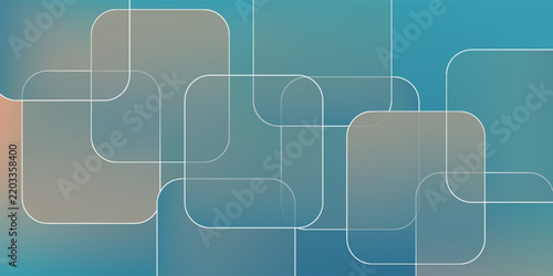 Abstract Blue and Beige Gradient Background with Overlapping Rounded Geometric Shapes