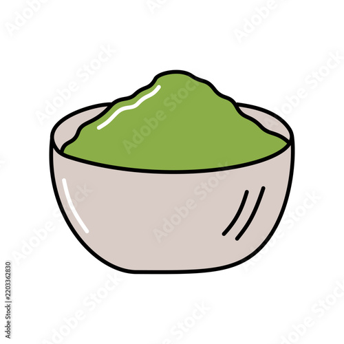 A vibrant bowl of green dip, possibly guacamole, sits in a simple ceramic bowl, ready to be enjoyed. Its smooth texture and rich color suggest a delicious culinary experience