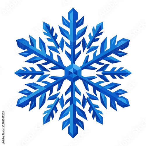 A detailed blue snowflake design symbolizes winter elegance and holiday themes.