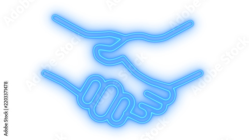 Glowing neon handshake icon isolated on transparent background. Business agreement symbol. Partnership contract deal. Cooperation hands gesture. Trust sign