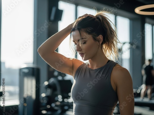 Woman drinking water from glass bottle at home
