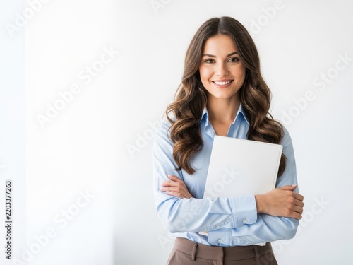Woman holding colorful shopping bags and smiling