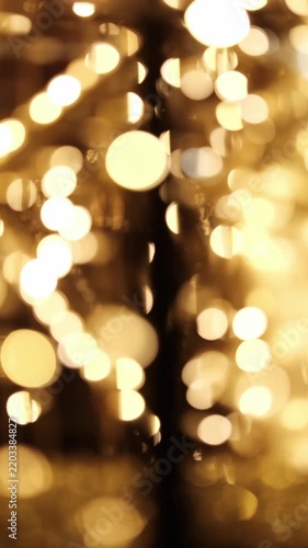 Glowing Golden Garland Creates An Abstract Christmas Bokeh Background For The Holidays