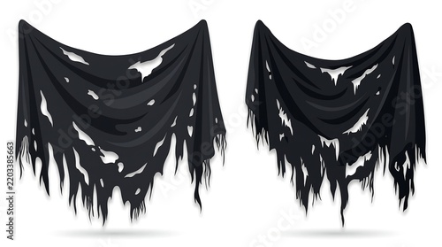 Obraz na płótnie Elegant black fringe fabric drapes create a dramatic visual contrast.