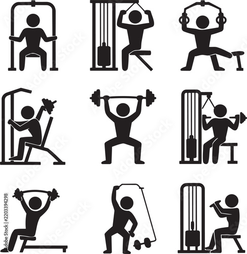 Business People Icons Set, Black Silhouette Pictograms of Office Workers, Business Figures, Jobs, Work, Fitness and Sport Activities, Vector Illustration Collection