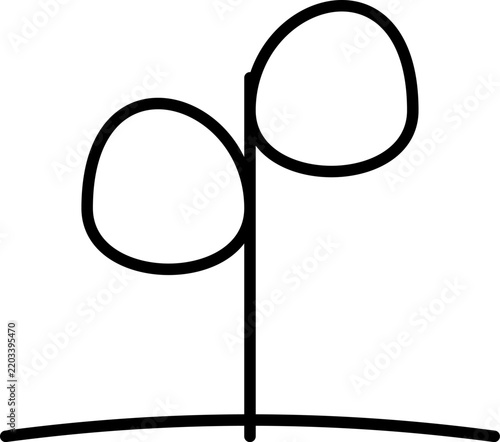 Simple Minimalist Line Drawing Of A Young Plant Sprouting From Nutrient Rich Healthy Soil Iconography