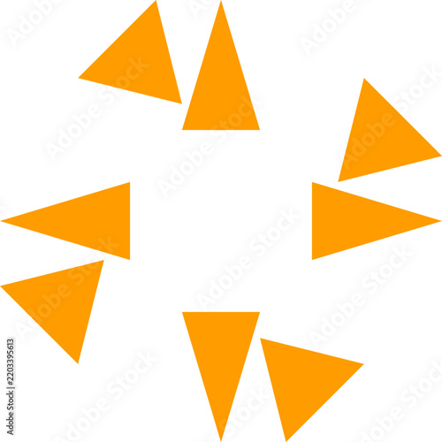 Simple orange neon spark icon for website interaction feedback or energy efficiency label for product