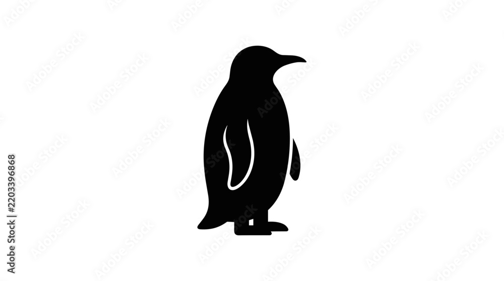 Obraz premium Silhouette of a penguin standing upright on a white background.