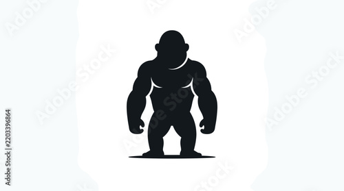Silhouette of a muscular gorilla standing strong.