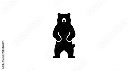 Silhouette of a standing bear with paws in pockets.