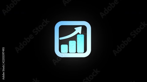 4K Business Growth Chart Animated Icon with Alpha Channel, Transparent Background, Analytics Bar Graph and Upward Arrow Motion Graphic