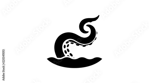 Kraken Tentacle Emerging From Water Silhouette.