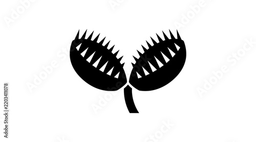 Venus Flytrap Plant Icon Silhouette.