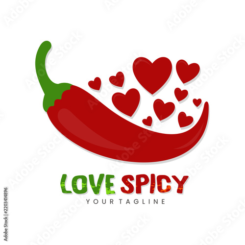 Love chili spicy logo designs concept vector love chili logo symbol spice food symbol icon. Love chili spicy logo for food and beverage business.