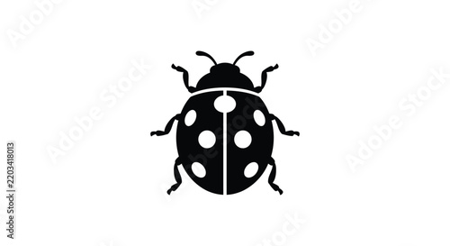Black silhouette of a ladybug with spots against a white background insect