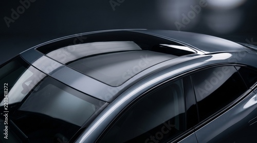 Close up of luxury car roof with panoramic sunroof