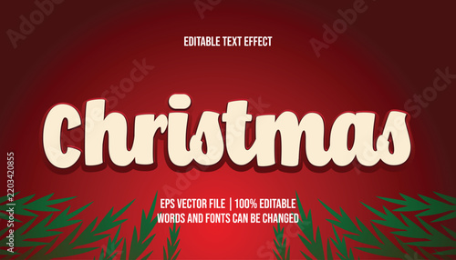 Merry Christmas holiday greeting editable font effect