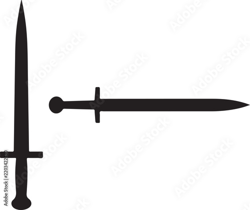 Silhouette of two daggers or swords
