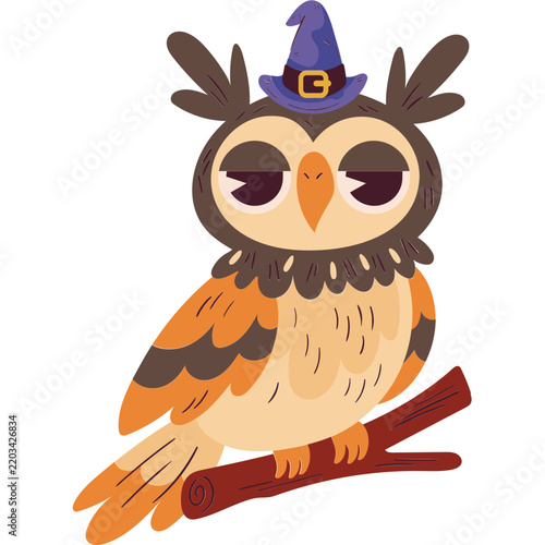 Cute Cartoon Halloween Owl Flat Vector